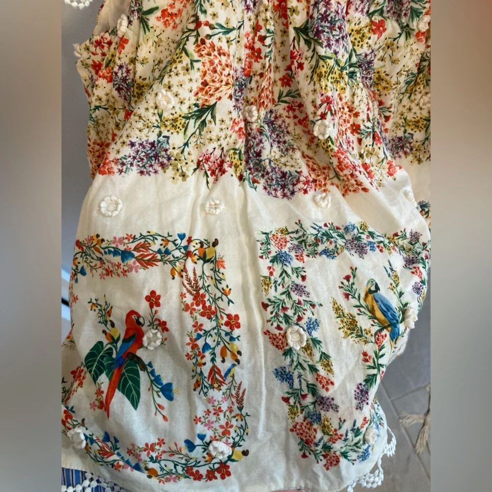 FARM Rio Cream Floral Square-Neck Ruffle Blouse - Picture 6 of 8
